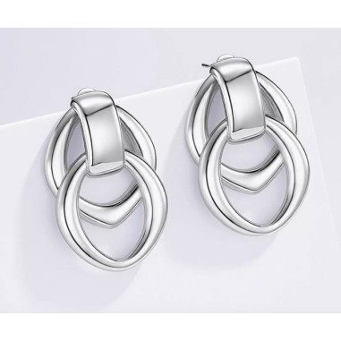 Boucles d'oreilles en acier inoxydable Argent- Anneaux