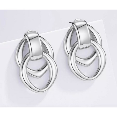 Boucles d'oreilles en acier inoxydable Argent- Anneaux