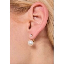 Boucles d'oreilles en acier inoxydable dorée - Perle et strass