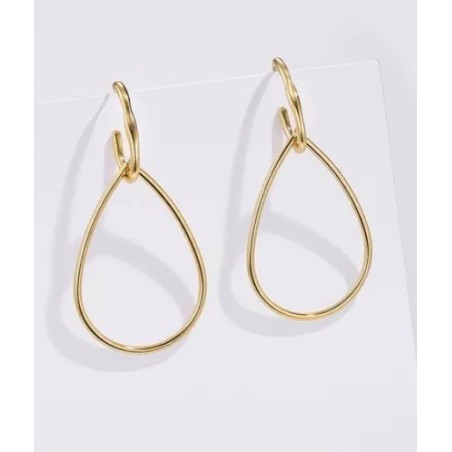 Boucles d'oreilles en acier inoxydable dorée - créole goutte