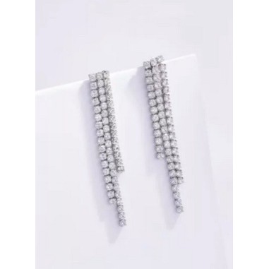 Boucles d'oreilles en acier inoxydable Argent- pluie strassée