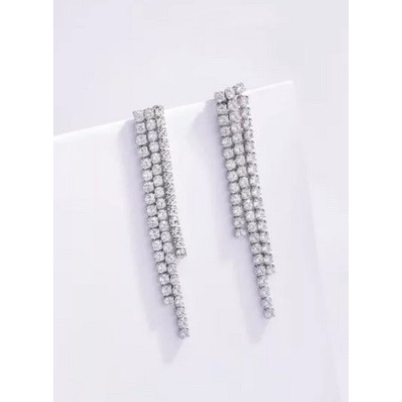 Boucles d'oreilles en acier inoxydable Argent- pluie strassée