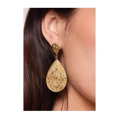 Boucles d'oreilles en acier inoxydable dorée - ovale pleine