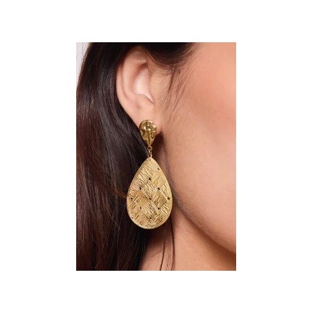 Boucles d'oreilles en acier inoxydable dorée - ovale pleine