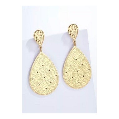 Boucles d'oreilles en acier inoxydable dorée - ovale pleine