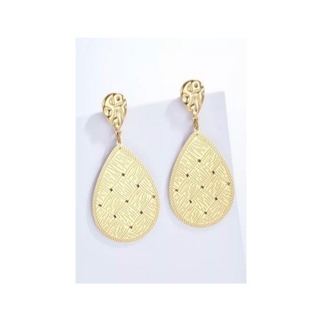 Boucles d'oreilles en acier inoxydable dorée - ovale pleine