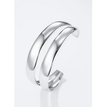 Bracelet jonc double en acier inoxydable argent