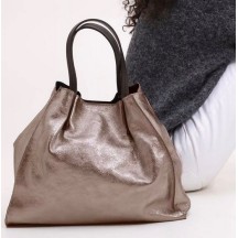 Sac en cuir brillant ETHEL coloris étain