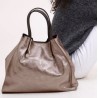 Sac en cuir brillant ETHEL coloris étain