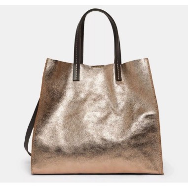 Sac en cuir brillant NAOMIE coloris étain