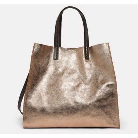Sac en cuir brillant NAOMIE coloris étain