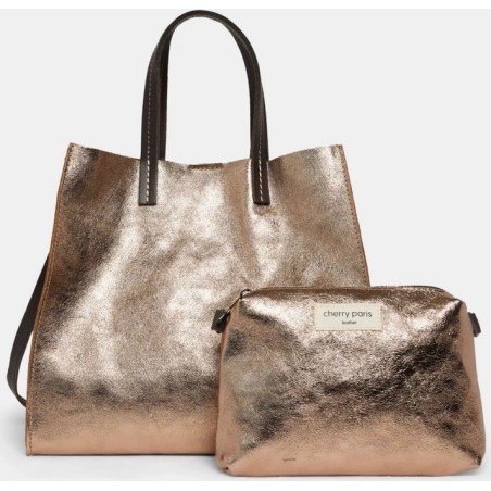 Sac en cuir brillant NAOMIE coloris étain