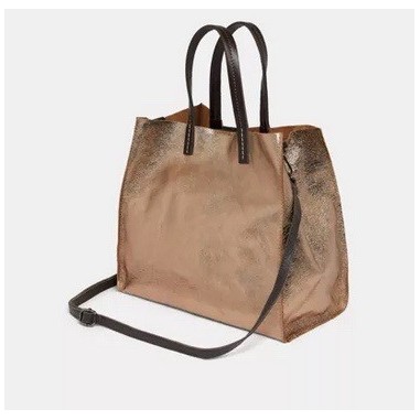 Sac en cuir brillant NAOMIE coloris étain