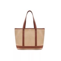 Sac en cuir et Raphia SATINE couleur Cognac