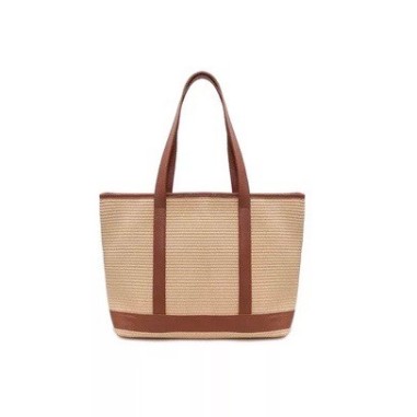 Sac en cuir et Raphia SATINE couleur Cognac