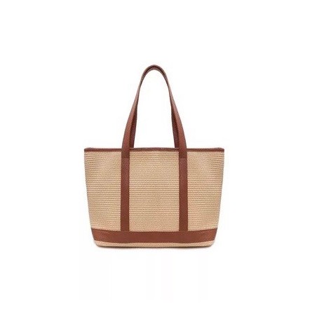 Sac en cuir et Raphia SATINE couleur Cognac