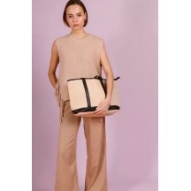 Sac en cuir et Raphia SATINE couleur Noir 2