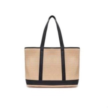 Sac en cuir et Raphia SATINE couleur Noir