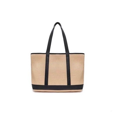 Sac en cuir et Raphia SATINE couleur Noir