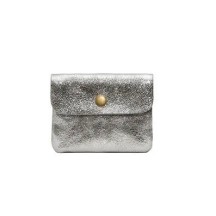 Porte monnaie en cuir LUCE coloris argent