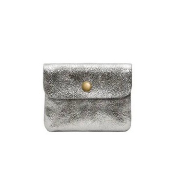 Porte monnaie en cuir LUCE coloris argent
