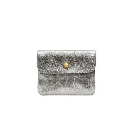 Porte monnaie en cuir LUCE coloris argent