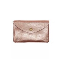 Porte monnaie en cuir KEREN coloris rose métal