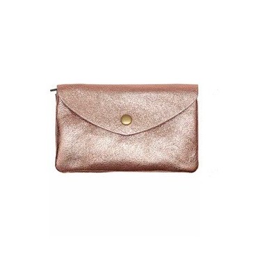 Porte monnaie en cuir KEREN coloris rose métal