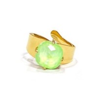 Bague large ELISIO acier inoxydable Doré et crystal ajustable 2