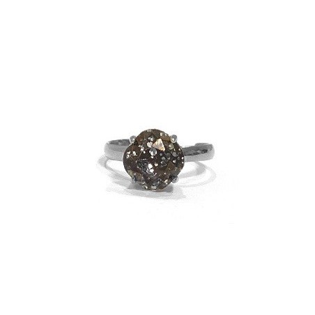 Bague MOZIE acier inoxydable Argenté et crystal ajustable