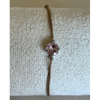 Bracelet MINA sur cordon beige ajustable et cristal