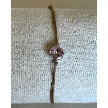 Bracelet MINA sur cordon beige ajustable et cristal