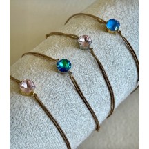 Bracelet MINA sur cordon beige ajustable et cristal
