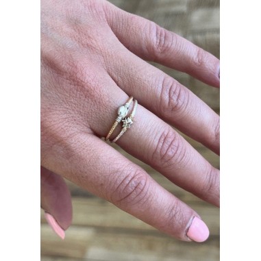Bague Pearl Or laminé (gold filed) et argent 925 ajustable