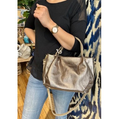 Sac en cuir Clelia coloris étain