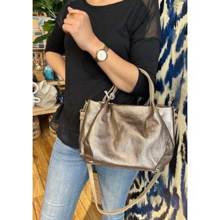 Sac en cuir Clelia coloris étain