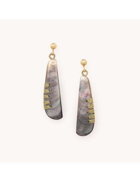 Boucles d'oreilles CALLIOPE Nacre grise de la Marque Nature Bijoux