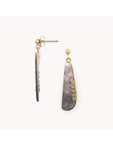 Boucles d'oreilles CALLIOPE Nacre grise de la Marque Nature Bijoux