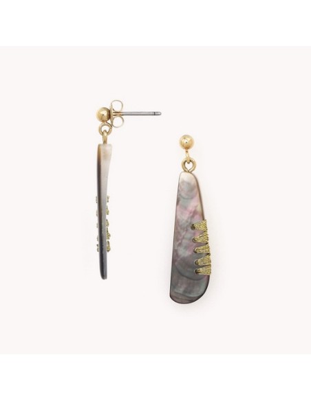 Boucles d'oreilles CALLIOPE Nacre grise de la Marque Nature Bijoux