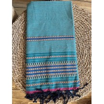 Fouta Gypsy 100% coton Vert et rose