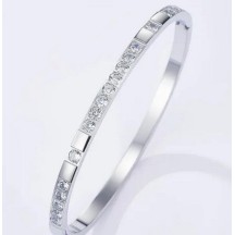 Bracelet Jonc en acier inoxydable argent et strass