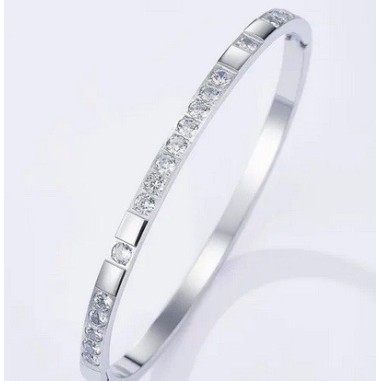 Bracelet Jonc en acier inoxydable argent et strass
