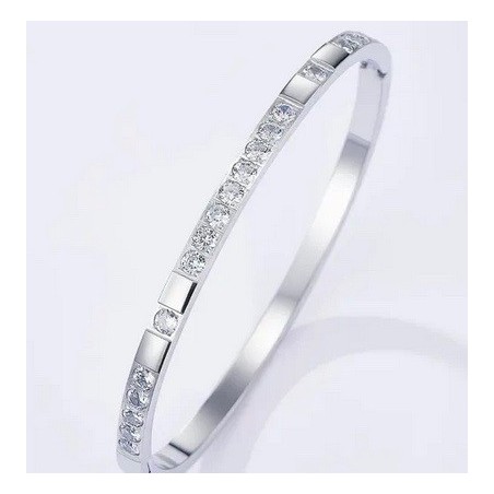 Bracelet Jonc en acier inoxydable argent et strass