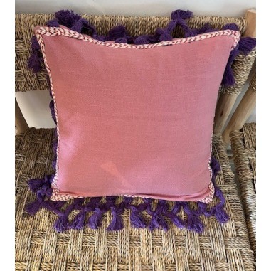 Housse coussin "TINOS" Coton flammé et coton Fin