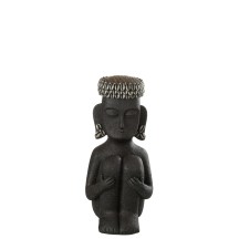 Statuette Assise Ethnique NOIR  (17x14.5x33.5cm)