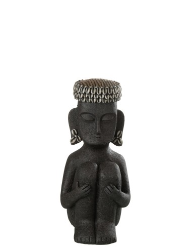 Statuette Assise Ethnique NOIR  (17x14.5x33.5cm)