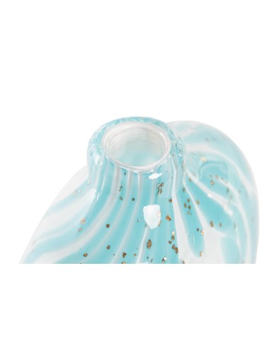 VASE VERRE 12X7,5X21,5 PERLÉ BLEU