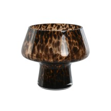 VASE en Verre / Photophore 24 X 24 X21,5cm tâcheté MARRON