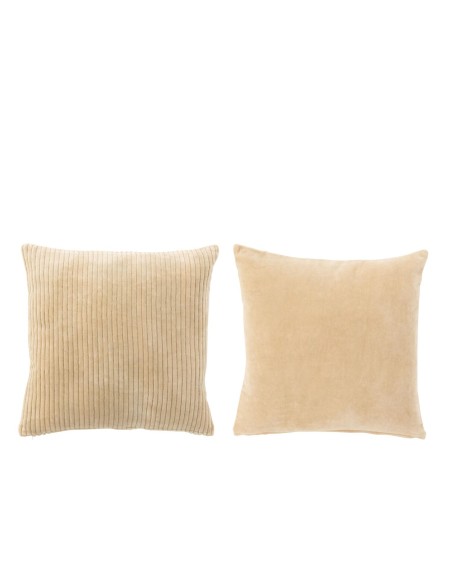 Coussin velours coton beige