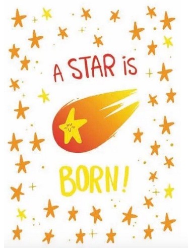 A star is born! Carte double avec enveloppe 17x12cm